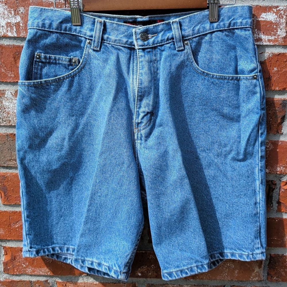 Rebel Jeans Denim Shorts Mens 32 Light Blue Vintage Streetwear Skater Y2K